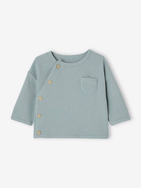 Honeycomb Sweatshirt with Newborn Special Opening for Babies sage green 