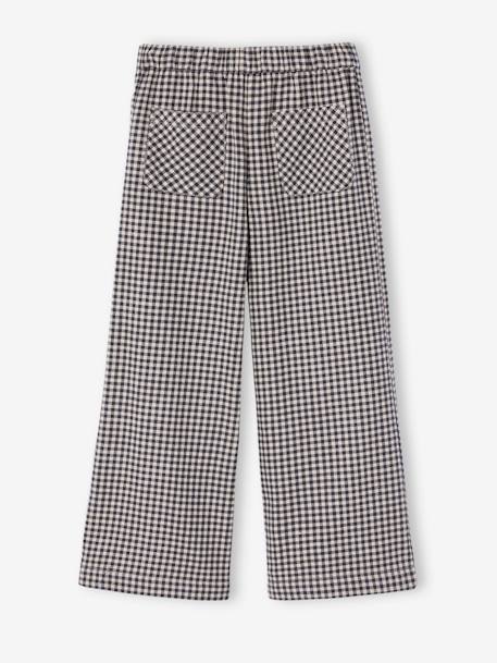 Wide-Leg, Easy-to-Put-On, Gingham Trousers for Girls chequered grey 