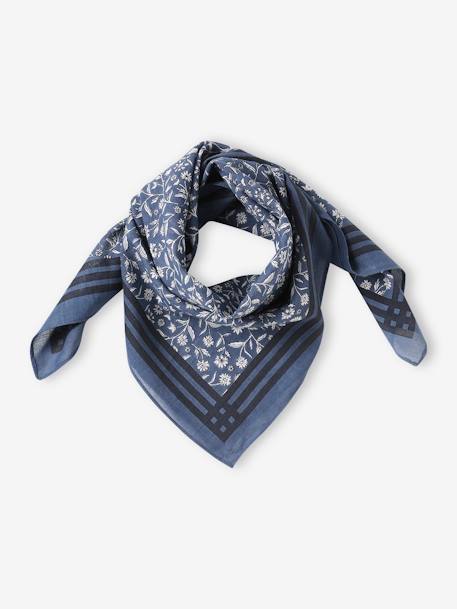 Floral Print Scarf for Girls printed blue 