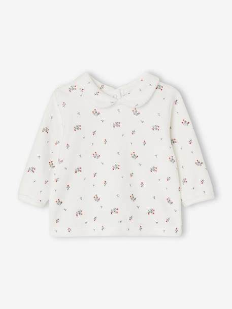 Floral Velour Pyjamas for Babies ecru 