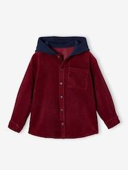 Boys-Shirts-Corduroy Shirt with Fleece Hood, for Boys