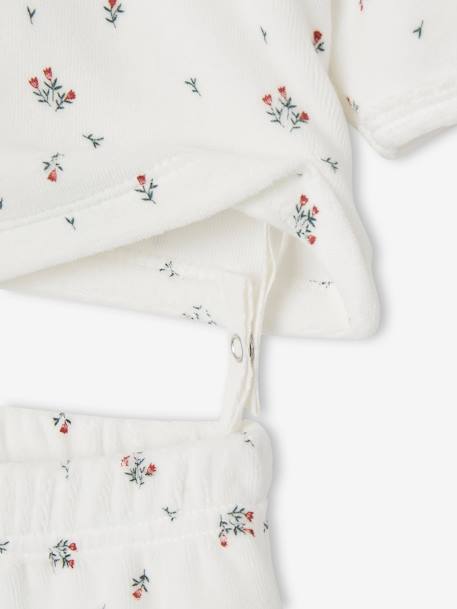 Floral Velour Pyjamas for Babies ecru 