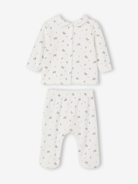 Floral Velour Pyjamas for Babies ecru 