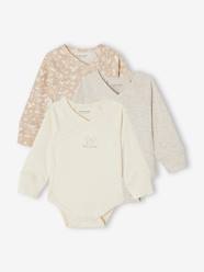 Pack of 3 Long Sleeve, Progressive Bodysuits in Organic Cotton for Newborn Babies