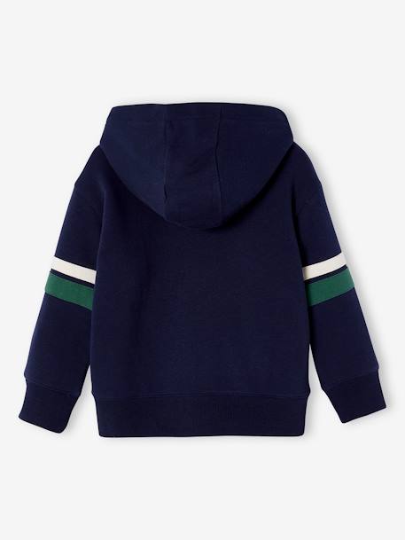 Hooded Jacket with Zip, Sherpa Lining, for Boys anthracite+green+navy blue 