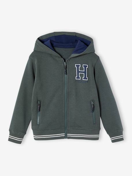 Zipped Sports Jacket with Hood for Boys grey blue+lichen+marl grey+navy blue+red 