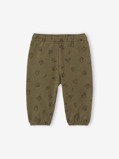 Printed Fleece Trousers for Babies ocean blue+olive 