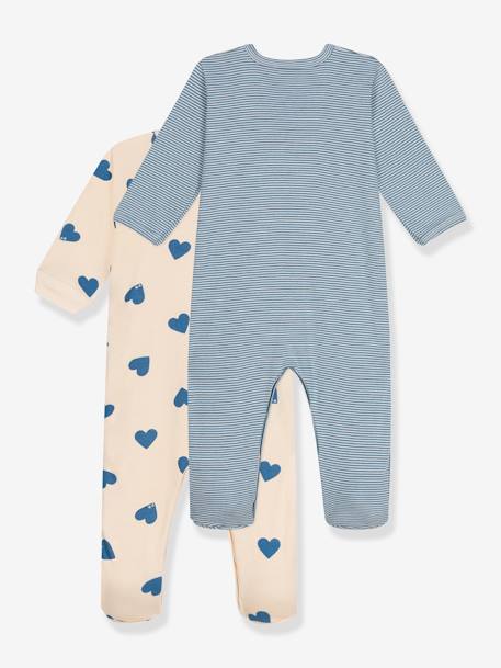 Set of 2 Sleepsuits by Petit Bateau grey blue 