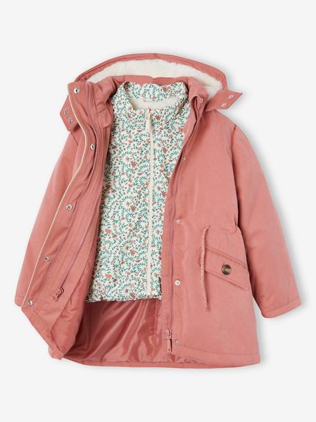 3-in-1 Parka + Bodywarmer for Girls indigo+old rose 