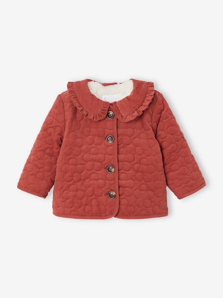 Padded Corduroy Jacket, Sherpa Lining, for Babies terracotta 