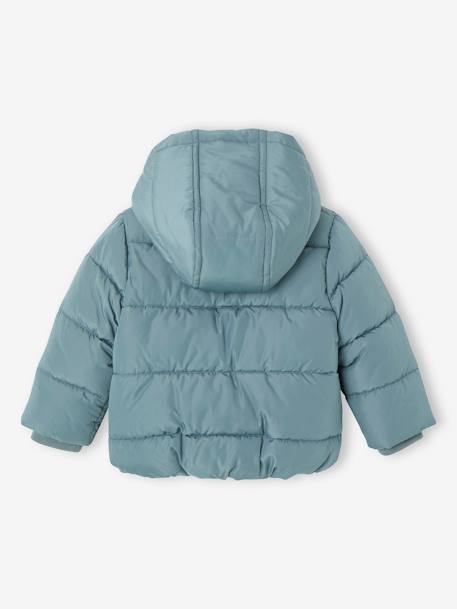 Padded Jacket with Hood & Polar Fleece Lining for Babies grey blue 