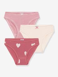 Girls-Underwear-Pack of 3 cotton heart briefs for children PETIT BATEAU