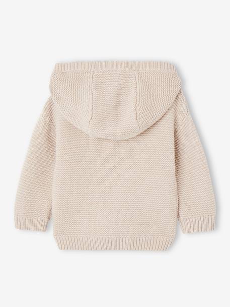 Zipped Cardigan with Hood for Babies marl beige 