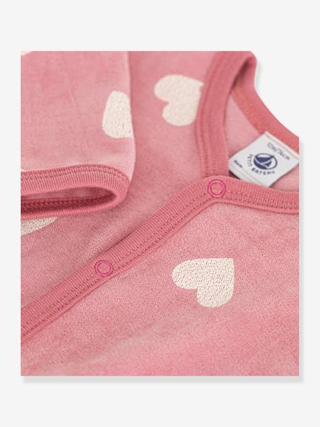 Velour Sleepsuit with Heart Print, for Babies, by Petit Bateau printed pink 