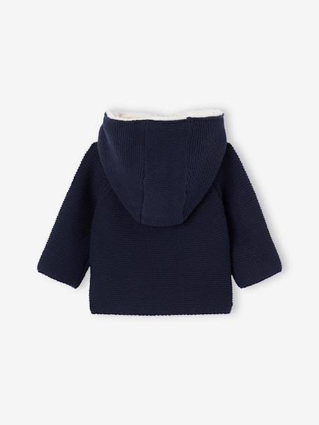 Cardigan + Detachable Hood Lined in Sherpa, for Babies navy blue 