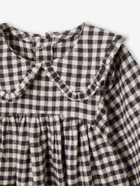 3-Piece Ensemble, Gingham Dress + Waistcoat + Headband for Babies chequered black 