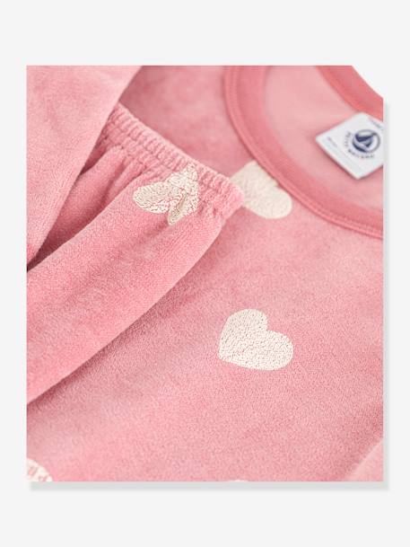 Long Sleeve Heart Pyjamas for Girls, by Petit Bateau dusky pink 