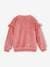 Velvet Sweatshirt with Ruffles & Cat Motif for Girls rose 