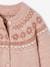 Fancy Jacquard Knit Cardigan in Shimmery Yarn for Girls ecru+rosy 