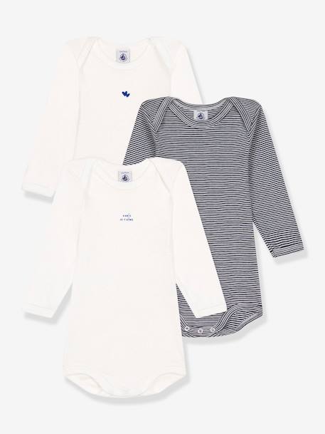 Pack of 3 Long Sleeve Bodysuits by Petit Bateau beige 