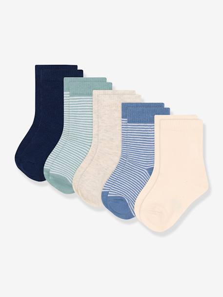 Pack of 5 pairs of boys' socks PETIT BATEAU blue 