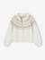 Fancy Jacquard Knit Cardigan in Shimmery Yarn for Girls ecru+rosy 