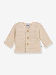 Baby-Jumpers, Cardigans & Sweaters-Garter Stitch Cardigan for Babies, in Organic Cotton, by Petit Bateau