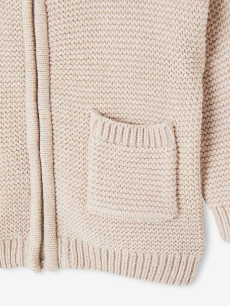 Zipped Cardigan with Hood for Babies marl beige 