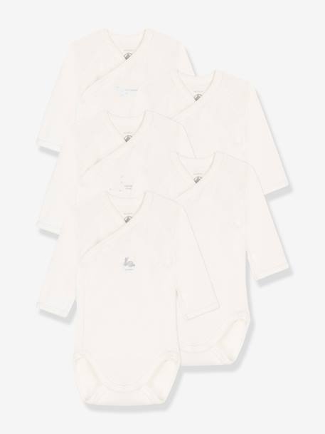 Pack of 5 Long Sleeve Bodysuits by Petit Bateau white 