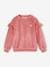 Velvet Sweatshirt with Ruffles & Cat Motif for Girls rose 