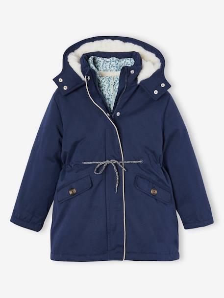 3-in-1 Parka + Bodywarmer for Girls indigo+old rose 