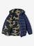 Reversible Hooded Jacket, Padded & in Sherpa, for Boys fir green+navy blue 