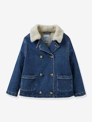 Girls-Coats & Jackets-Denim Jacket with Sherpa Lining by CYRILLUS, for Girls