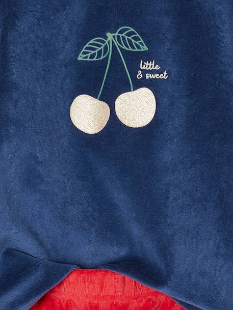 Pack of 2 'Cherry' Pyjamas in Velour for Girls navy blue 