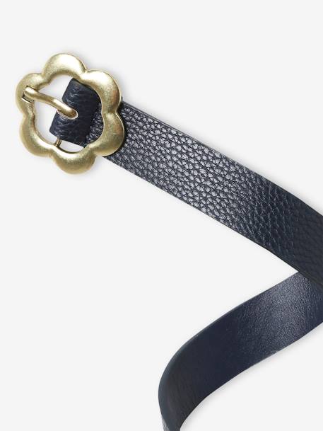 Golden Flower Belt for Girls iridescent beige+navy blue 