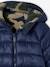 Reversible Hooded Jacket, Padded & in Sherpa, for Boys fir green+navy blue 