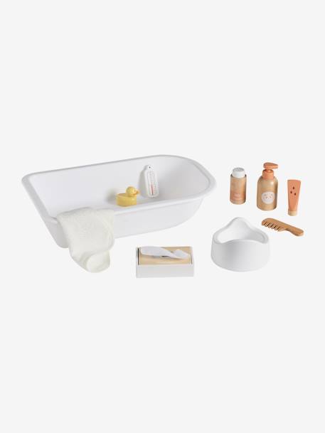 Bathtub Accessories Set  in FSC® Wood for Dolls white 