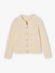 Girls-Cardigans, Jumpers & Sweatshirts-Cardigans-Loose-Fitting Soft Knit Cardigan for Girls