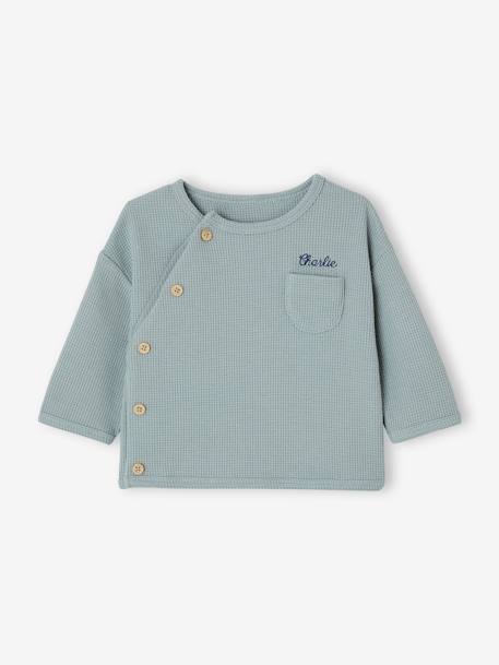 Honeycomb Sweatshirt with Newborn Special Opening for Babies sage green 