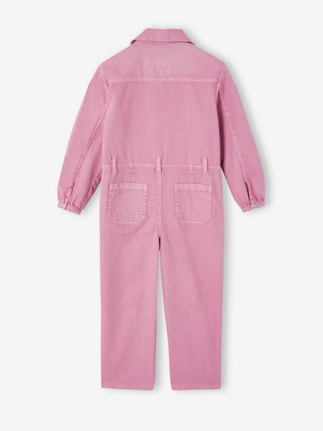 Long Jumpsuit in Garment-Dyed Fabric for Girls old rose 