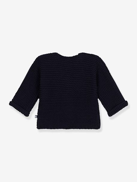 Garter Stitch Cardigan for Babies, in Organic Cotton, by Petit Bateau blue 