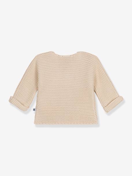 Garter Stitch Cardigan for Babies, in Organic Cotton, by Petit Bateau beige 