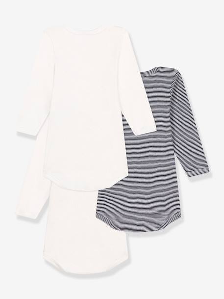 Pack of 3 Long Sleeve Bodysuits by Petit Bateau beige+white 