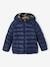 Reversible Hooded Jacket, Padded & in Sherpa, for Boys fir green+navy blue 