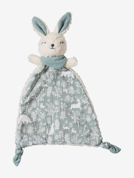 Comforter Rabbit + Rattle green+rose 