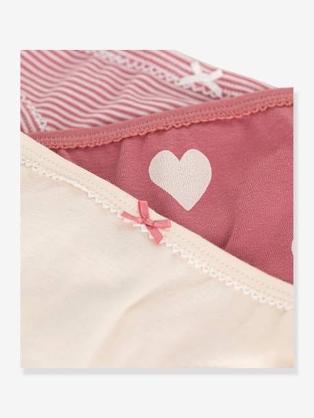 Pack of 3 cotton heart briefs for children PETIT BATEAU dusky pink 