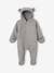 Hooded Pramsuit in Woollen-Like Fabric, Asymmetric Fastening, for Babies marl grey 