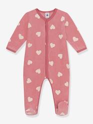 Baby-Pyjamas-Velour Sleepsuit with Heart Print, for Babies, by Petit Bateau