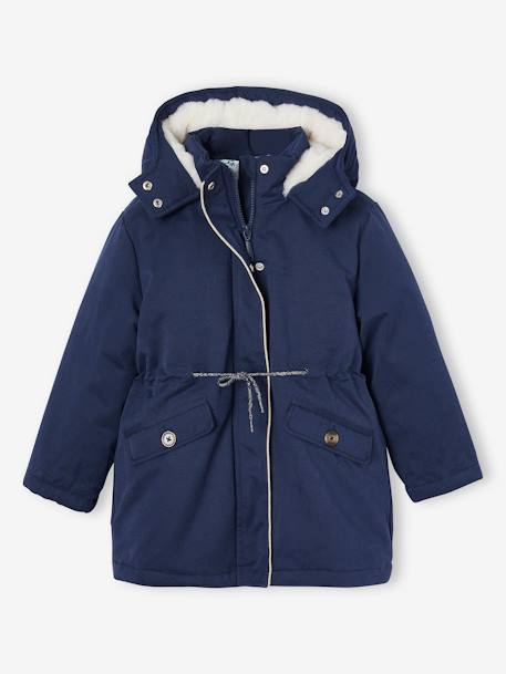 3-in-1 Parka + Bodywarmer for Girls indigo+old rose 