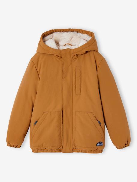 Ripstop Parka with Faux Fur Lining for Boys bronze 